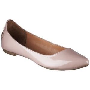 Blush Patent Ballet Flats w/Gold Grommets on Heel